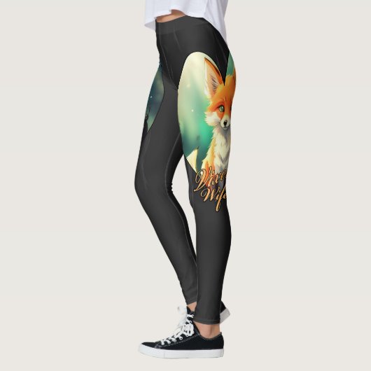 Leggings Vixen Femme mignonne renard avec silhouette de cer (Gauche)
