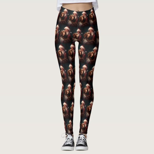 Leggings Vizsla avec Noël Festif du Père Noël (Devant)