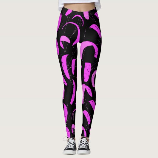 Leggings Voiles de Kitboard rose et noir Cerfs-volants Moti (Devant)