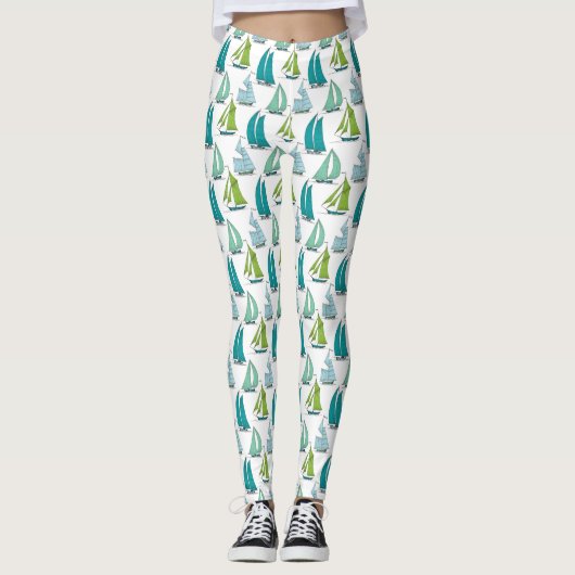 Leggings Voiliers sur le motif de l'eau (Devant)