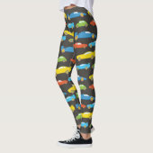 Leggings Voitures de course multicolores sur noir (Gauche)