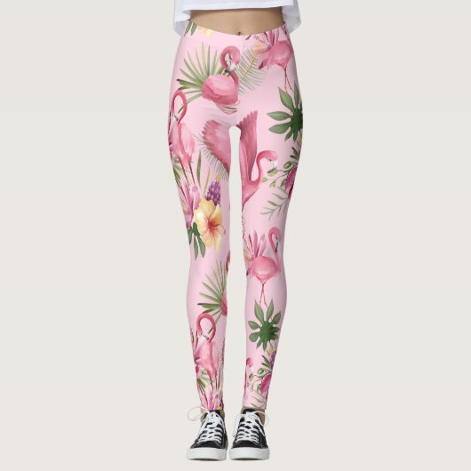 Leggings Vol de Flamants roses roses (Devant)