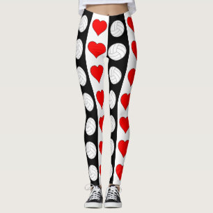 Leggings Volleyball Coeur Noir Blanc & Rouge Contraste Pant