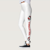 Leggings volleyball rouge noir avec texto jambe volleyball (Gauche)