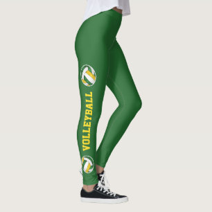 Leggings volleyballs en or vert simple avec texte sur la ce