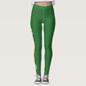 Leggings volleyballs orange vert avec texte sur les jambes  (Devant)