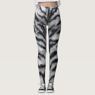 Leggings voor afdrukken in zwart-wit en witte tijg
