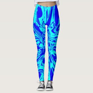 Leggings voor Aqua en Royal Blue Psychedelic Flowe