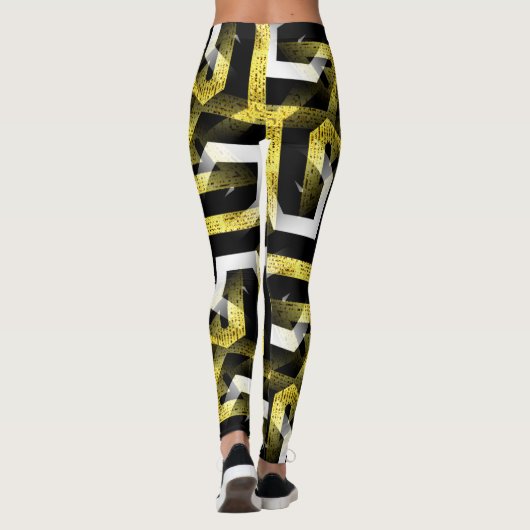 Leggings voor Black and Gold Pattern ★ Funky Zebra (Achterkant)