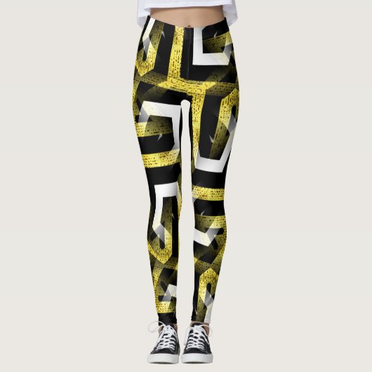 Leggings voor Black and Gold Pattern ★ Funky Zebra (Voorkant)