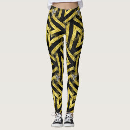 Leggings voor Black and Gold Pattern ★ Funky Zebra