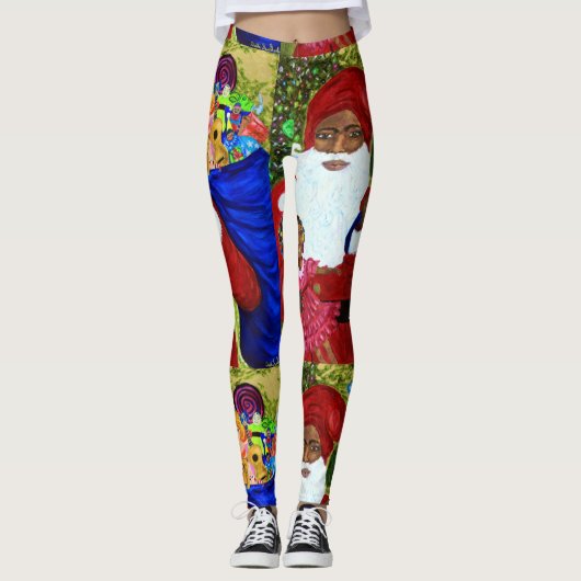 Leggings voor Black Santa Claus Designer - Kerstmi (Voorkant)