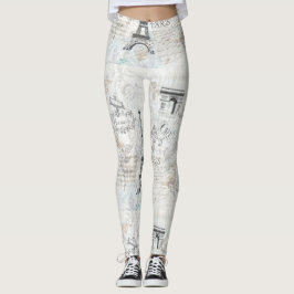 Leggings voor collage druk in de Parijse stad