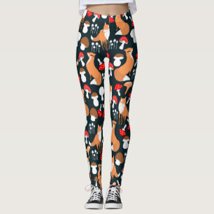 Leggings voor Cute Fox en paddenstoelen