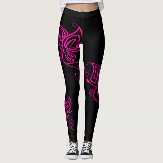Leggings voor hot-roze vlinder (Voorkant)