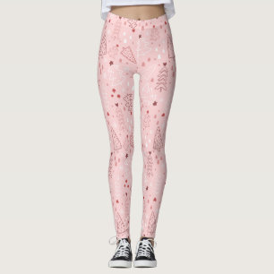 Leggings voor kerstboompatronen roze roze