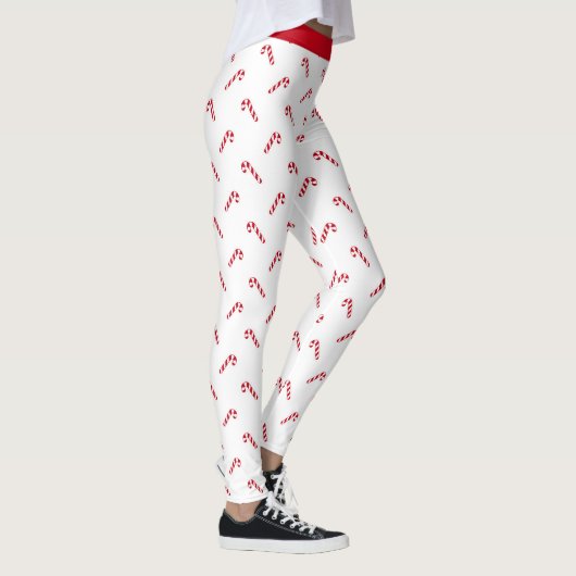 Leggings voor kerstfeestnamepatroon met snoepriet (Rechts)