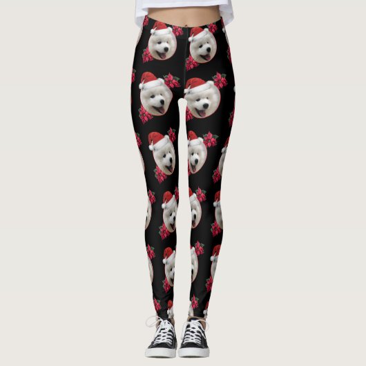 Leggings voor kersthondenpuppy's met Samoyed (Voorkant)