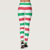 Leggings voor kerstrood, wit, groen brede streep (Achterkant)