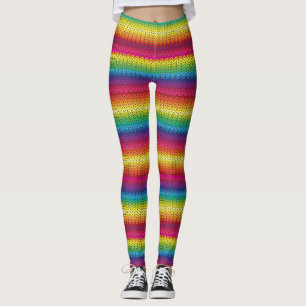 Leggings voor kleurrijke rond breiwerk-regenboogef