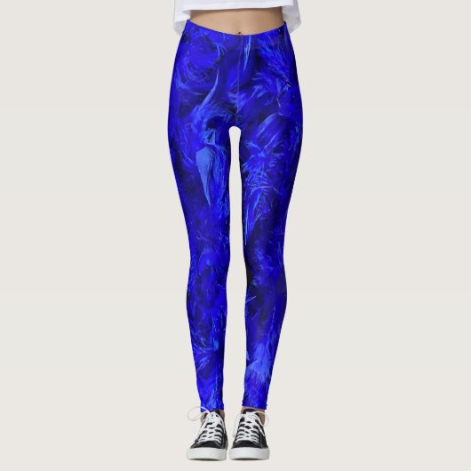 Leggings voor multiprintweergave met een blauwe fa (Voorkant)