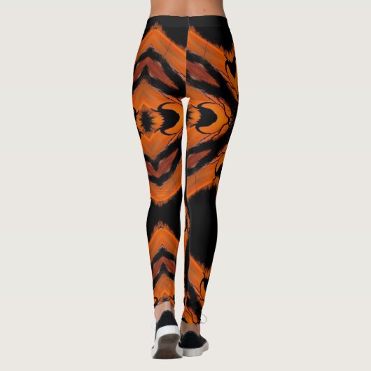 leggings voor Oranje en zwarte moderne geometrisch (Achterkant)