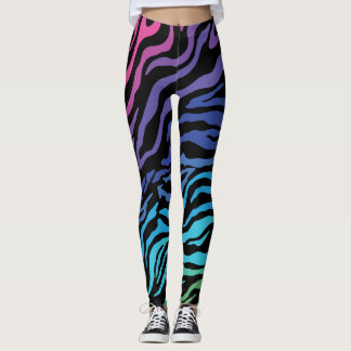 Leggings voor regenboogzebraafdruk