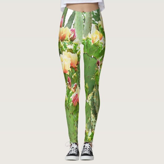 Leggings voor vrouwen - Prickly Pear Blooms (Voorkant)