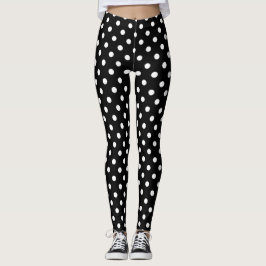 Leggings voor zwart-witte poka-stippen