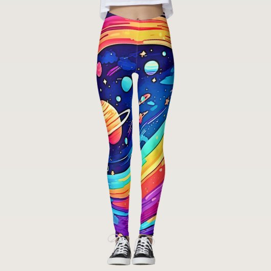 Leggings Vortex arc-en-ciel cosmique (Devant)