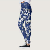Leggings Vote texte police motif élection blanc bleu (Gauche)