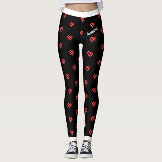 Leggings (Votre nom) Coeurs d'indicateur Trinidad sur (Votr (Devant)
