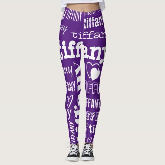 Leggings Votre nom Motif de texte personnalisé (Devant)
