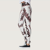 Leggings Votre nom motif monogramme rose couleur ombre (Gauche)