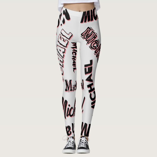 Leggings Votre nom motif monogramme rose couleur ombre (Devant)