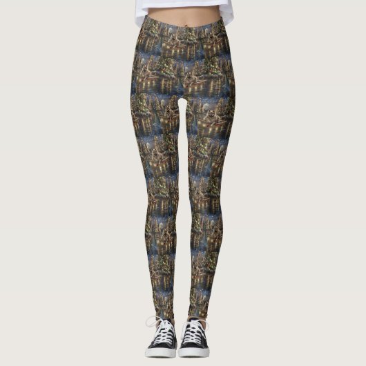 Leggings Voyage de Noël festif Keeshond (Devant)