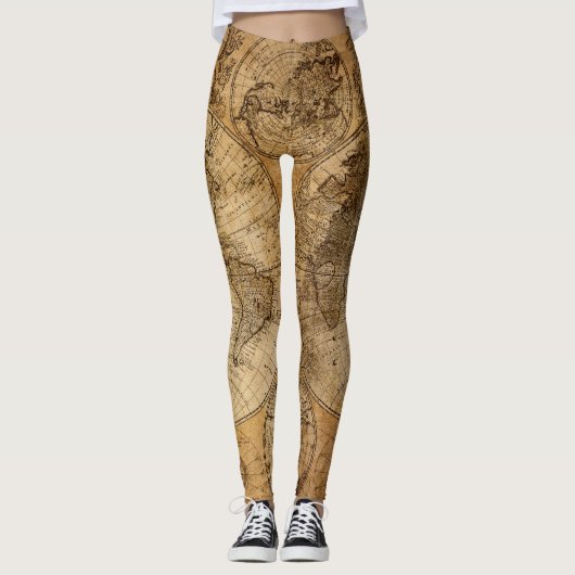 Leggings Voyage historique : 1746 Carte du monde (Devant)