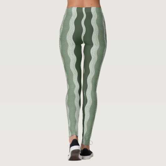 Leggings Wabi Sabi Rivière Abstraite Wavy, Vert Forêt, Sage (Dos)