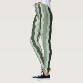Leggings Wabi Sabi Rivière Abstraite Wavy, Vert Forêt, Sage (Gauche)