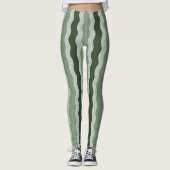 Leggings Wabi Sabi Rivière Abstraite Wavy, Vert Forêt, Sage (Devant)