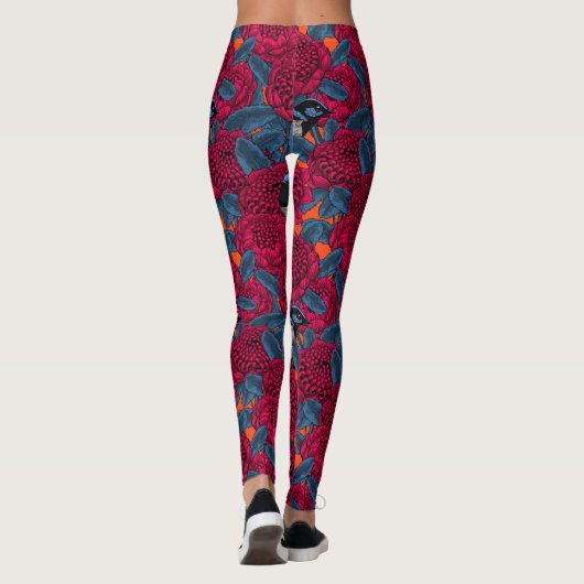 Leggings Waratah rouge et brunes (Dos)