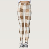 Leggings Warm Cocoa Cream Brown Plaid Stripes (Devant)