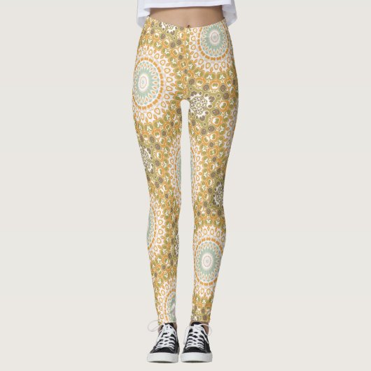Leggings Warm Earthy Mandala Abstract Design (Devant)