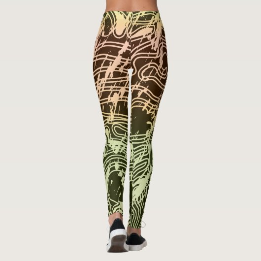 Leggings Warm Gradient Topographic Contour Map (Dos)