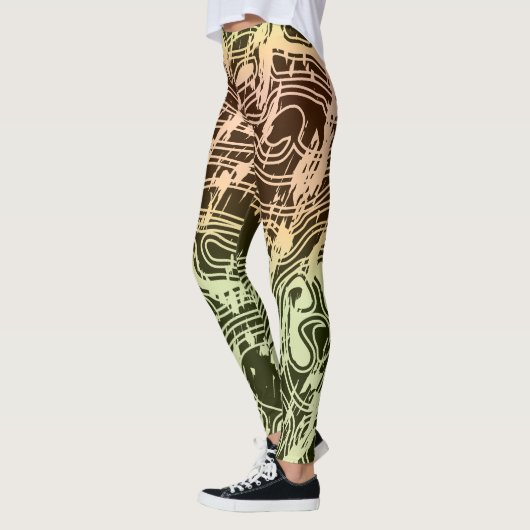 Leggings Warm Gradient Topographic Contour Map (Gauche)