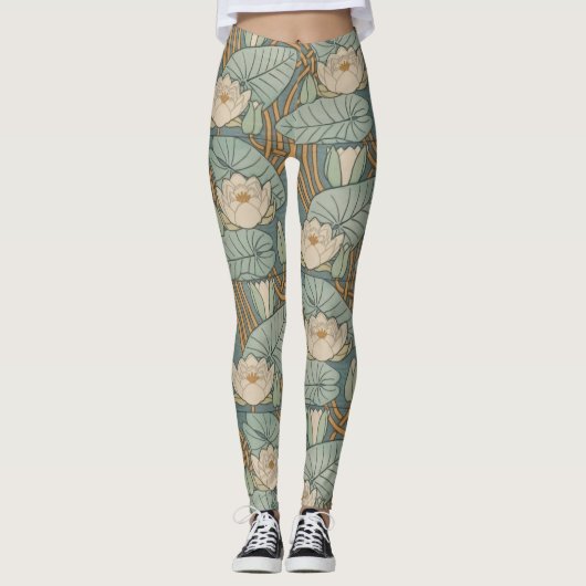 Leggings Water Lys Lily Art Nouveau Nature (Devant)