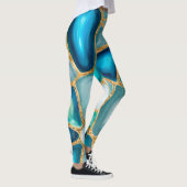 Leggings Watercolor and gold cells - ocean (Droite)