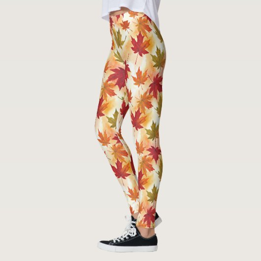 Leggings Watercolor Fall Leaves Pattern (Gauche)