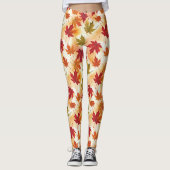 Leggings Watercolor Fall Leaves Pattern (Devant)