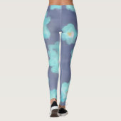 Leggings Watercolor floral teal cyan wildflowers navy blue (Dos)
